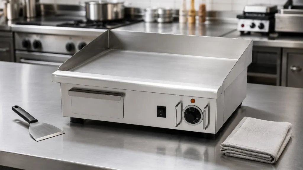 curatarea gratarului fry top intr-o bucatarie profesionala HoReCa