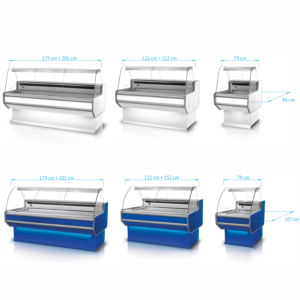 Dimensiuni Vitrina frigorifica cu front colorat