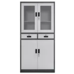 Dulap birou cu 2 sertare si usi vitrate 185x40x90 cm, grafitgri_img_01