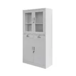 Dulap birou cu 2 sertare si usi vitrate 185x40x90 cm, gri_img_00