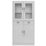 Dulap birou cu 2 sertare si usi vitrate 185x40x90 cm, gri_img_01