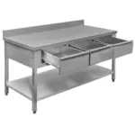 Masa inox de perete 150x70 cm cu 3 sertare si polita_img_01