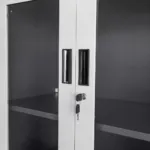 Dulap birou cu 2 sertare si usi vitrate 185x40x90 cm, grafitgri_img_06