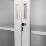 Dulap birou cu 2 sertare si usi vitrate 185x40x90 cm, gri_img_06