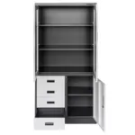 Dulap birou cu 4 sertare si usi vitrate 185x40x90 cm, grafitgri_img_02