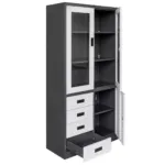 Dulap birou cu 4 sertare si usi vitrate 185x40x90 cm, grafitgri_img_03