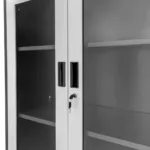 Dulap birou cu 4 sertare si usi vitrate 185x40x90 cm, grafitgri_img_06