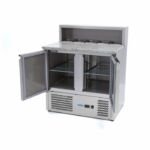 Masa frigorifica pizza 90 cm cu 2 usi pentru 5 x 16 GN cu capac inox_img_05