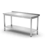 Masa de lucru inox cu raft, 1200x600x(H)850 mm, pentru perete, Budget Line_img_00