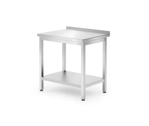 Masa de lucru inox cu raft, 800x600x(H)850 mm, pentru perete, Budget Line_img_00