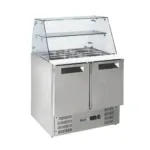 Masa rece cu 2 usi pentru salata cu suprastructura sticla 900x695x(H)825 mm_img_00