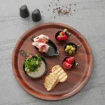 Tava servire imitatie lemn rotunda cu rama inalitria, diametru 420 mm_img_01