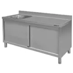 Chiuveta inox sudata cu bazin stanga si dulap 160x60x85 cm pentru bucatarii profesionale_img00