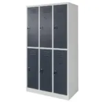 Dulap BHP cu 6 compartimente, 90x50x180 cm, gri, front grafit, usi inchise_img_00