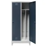 Dulap BHP vestiar pe baza cu compartimente, cu picioare, 2 usi, S-80 cm, grigrafit, 80x50x190 cm_img_00