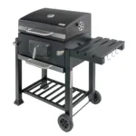 Gratar de gradina pe carbune cu capac, 1 blat lateral, negru 113x66x106 cm_img_00