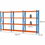 Raft de depozitare metalic, 12 polite, 200x585x60 cm, capacitate 200 kg_img_00