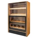 Raft paine compartimentat cu vitrina sticla, stejar kraft negru, 136x62x204 cm_img_00