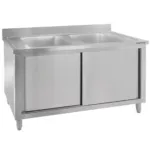 Chiuveta inox sudata dubla cu dulap 100x70x85 cm pentru bucatarii profesionale_img_01