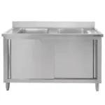 Chiuveta inox sudata dubla cu dulap 100x70x85 cm pentru bucatarii profesionale_img_02