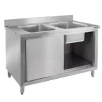 Chiuveta inox sudata dubla cu dulap 100x70x85 cm pentru bucatarii profesionale_img_04