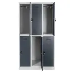 Dulap BHP cu 6 compartimente, 90x50x180 cm, gri, front grafit, usi inchise_img_04