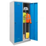 Dulap BHP vestiar 2 usi cu compartimente, S-80 cm, grialbastru, 80x50x180 cm_img_05