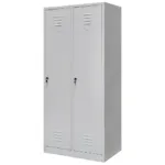 Dulap BHP vestiar 2 usi cu compartimente, S-80 cm, metal gri, 80x50x180 cm_img_02