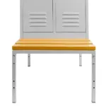 Dulap BHP vestiar pe baza cu banca cu compartimente, 2 usi, S-60 cm, gri, 60x80x223 cm_img_03