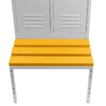 Dulap BHP vestiar pe baza cu banca cu compartimente, 2 usi, S-60 cm, gri, 60x80x223 cm_img_04