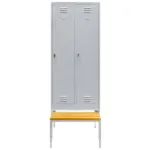 Dulap BHP vestiar pe baza cu banca extensibila, 2 usi, S-80 cm, gri, 80x80x223 cm_img_01