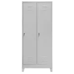 Dulap BHP vestiar pe baza cu compartimente, cu picioare, 2 usi, S-80 cm, gri, 80x50x190 cm_img_01