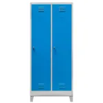 Dulap BHP vestiar pe baza cu compartimente, cu picioare, 2 usi, S-80 cm, grialbastru, 80x50x190 cm_img_01