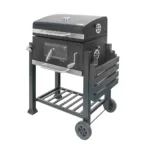 Gratar de gradina pe carbune cu capac, 1 blat lateral, negru 113x66x106 cm_img_01