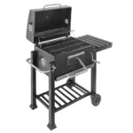 Gratar de gradina pe carbune cu capac, 1 blat lateral, negru 113x66x106 cm_img_03