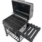 Gratar de gradina pe carbune cu capac, 1 blat lateral, negru 113x66x106 cm_img_04