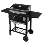 Gratar de gradina pe carbune cu capac, gratar emailat, 2 blaturi laterale 110x42x95_img_04