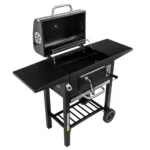 Gratar de gradina pe carbune cu capac, gratar emailat, 2 blaturi laterale 110x42x95_img_05