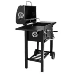 Gratar de gradina pe carbune cu capac, gratar emailat, 2 blaturi laterale 110x42x95_img_06