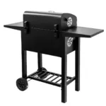 Gratar de gradina pe carbune cu capac, gratar emailat, 2 blaturi laterale 110x42x95_img_07