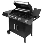 Gratar de gradina pe gaz 4+1 cu blat lateral, negru, 120x48x110 cm_img_04