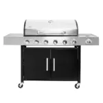 Gratar de gradina pe gaz 6+1 cu blat lateral si capac inox 141x48x110 cm_img_01