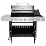 Gratar de gradina pe gaz 6+1 cu blat lateral si capac inox 141x48x110 cm_img_05