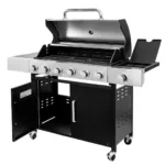 Gratar de gradina pe gaz 6+1 cu blat lateral si capac inox 141x48x110 cm_img_06