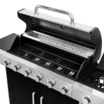 Gratar de gradina pe gaz 6+1 cu blat lateral si capac inox 141x48x110 cm_img_07