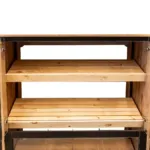 Raft paine compartimentat cu vitrina sticla, stejar kraft negru, 136x62x204 cm_img_02