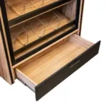 Raft paine compartimentat cu vitrina sticla, stejar kraft negru, 136x62x204 cm_img_03