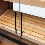 Raft paine compartimentat cu vitrina sticla, stejar kraft negru, 136x62x204 cm_img_06