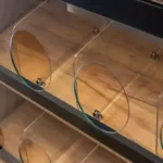 Raft paine compartimentat cu vitrina sticla, stejar kraft negru, 136x62x204 cm_img_08