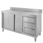 Masa gastronomica inox perete, dulap cu sertare, 140x70x85 cm, inox_img_00